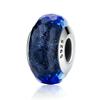 Navy Blue Glass Bead Charm, 925 Silver
