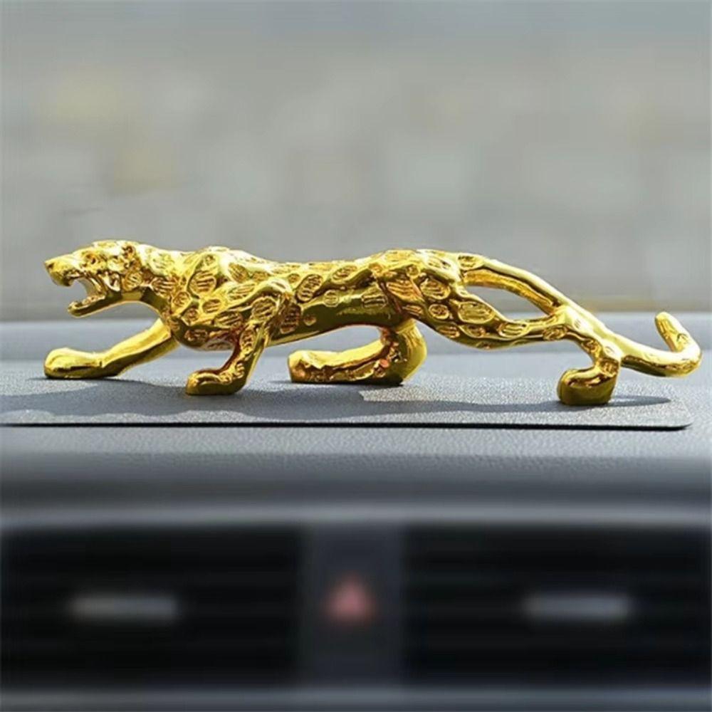 Lucky Animal Leopard Figurines Gold Brass Leopard Miniatures Vintage Cheetah Small Statue  Tea Pet