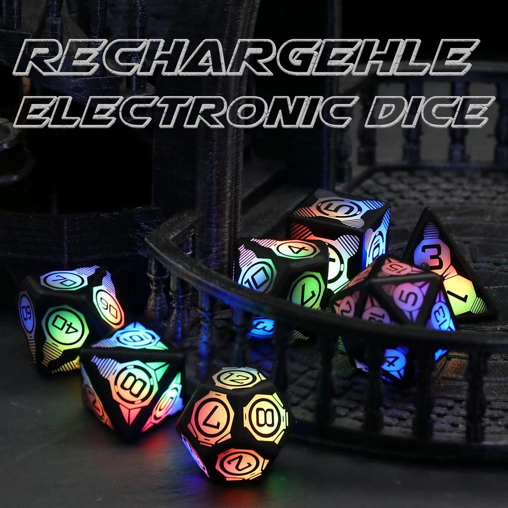 Magnetic Charging LED Dice with Charging Box DND Dice Dungeons and Dragons Dice Polyhedral Dice Set for Tabletop Game