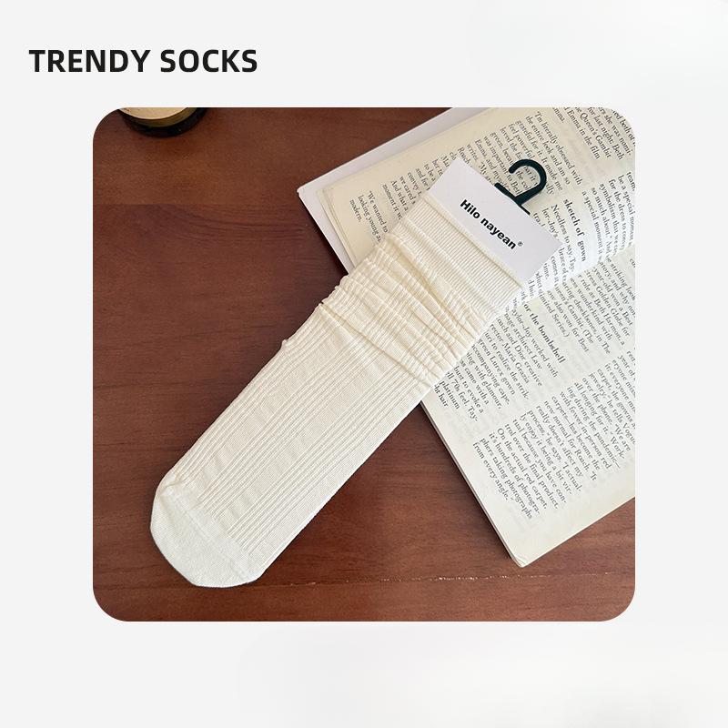 

Женские летние универсальные однотонные сетчатые дышащие завитые носки без косточек 1 pair молочный белый