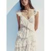 Summer New Arrival Ruffles Slim White Dress Fashion Elegant Lace Laminated Decoration Dress 2298190