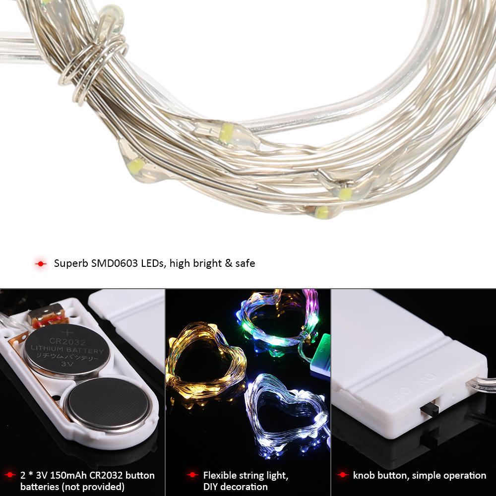 2M/6.6FT 20LEDs Starry Copper Wire String Battery Operated Powered Extra Flexible Bendable Light Strip for Holiday Festival Decorations