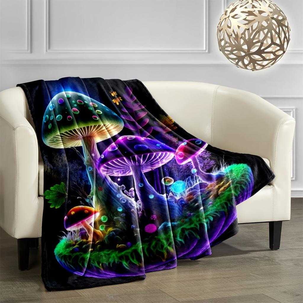 1PC Throw Fantasy Mushroom Flannel Blanket Forest Mushroom arts Bohemia style Soft thin Blankets for Home Car Camping Nap Picnic