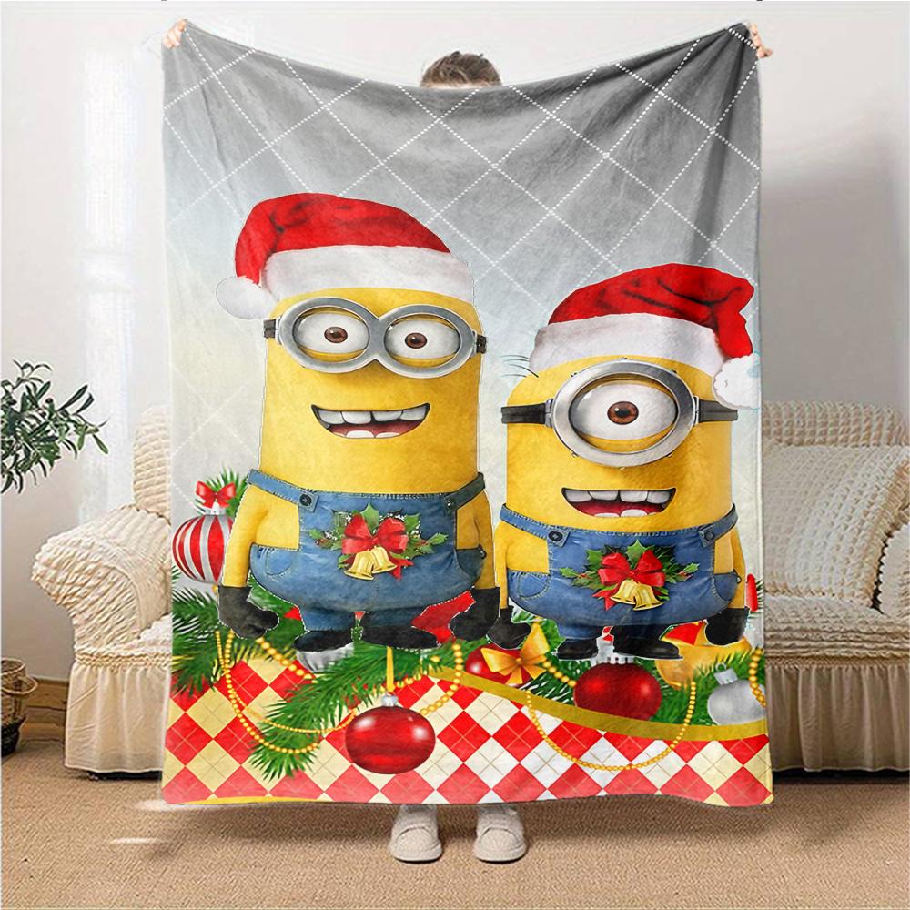 1Pc Christmas Minion Unicorn Blanket Soft Throw Blanket For Home Bedroom Bed Sofa Travel Office Solid Christmas Blanket