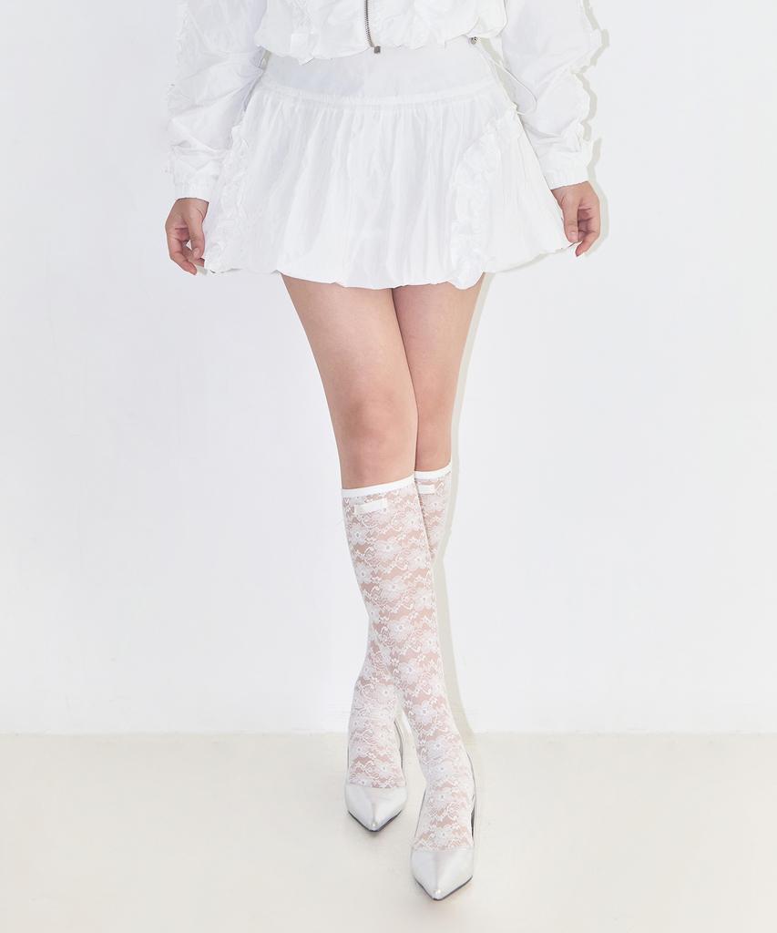 Iligo Frill Dot Balloon Skirt White