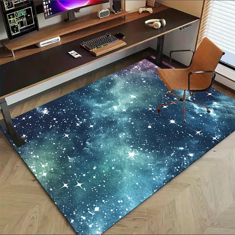 Space Stars Crystal Velvet Office Chair Mat Area Rug - Non-Slip, Floor Mat, Office Desk Chair Rugs,Christmas Gift-1106110