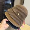 New Japanese Style Korean Style Knitted Corduroy Hemmed Simple Fisherman Hat Autumn and Winter Warm Bucket Hat for Women