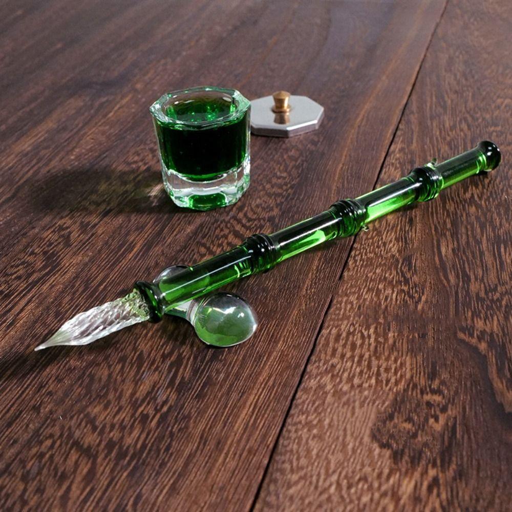 Student Signature Glass Dip Pen Reusable Calligraphy Dipping Pen Transparent Vintage Fountain Pen Stationery