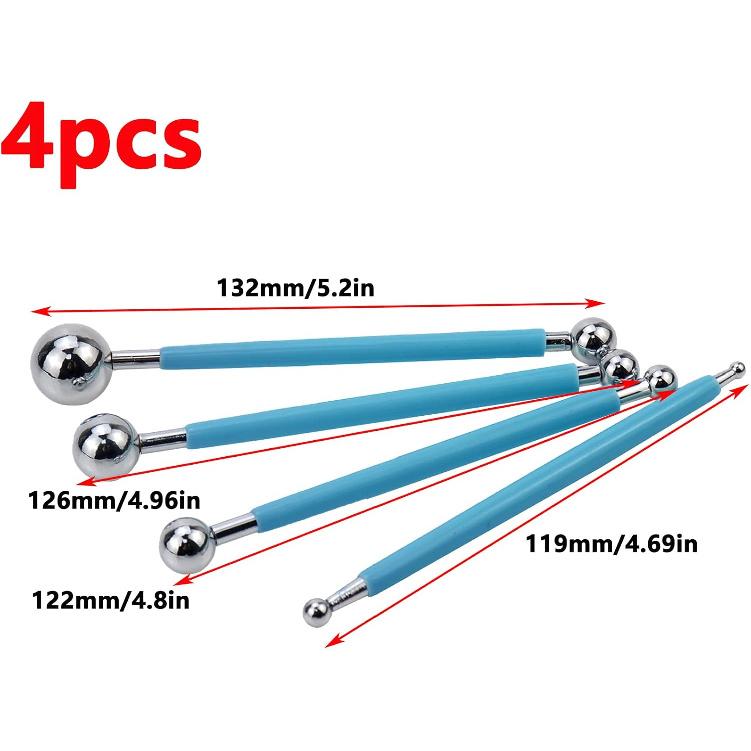 Antrader Cake Decorating Metal Ball Fondant Tool,Double Ended Sculpting Tools Set 8 PCS Clay Indentation Tools and 4 PCS Stainless Steel Dotting