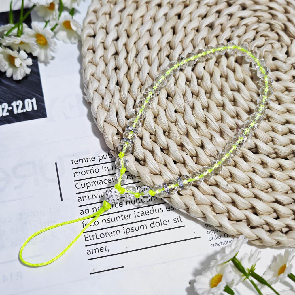 Teardrop beaded crystal mobile phone lanyard pendant case keychain pendant earphone accessories chain light luxury knotted new model