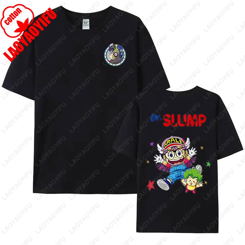 Kawaii Arale T-shirts Man Women Graphic Japanese Manga Tshirt Y2k Clothes Cotton Short-sleev Tee Clothing Two-sided Printed Tops