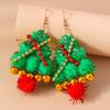 New Christmas Tree Earrings for Women Girls Elk Santa Claus Drop Earrings Handmade New Year Jewelry Gift