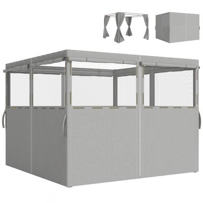 4 Side Walls for Gazebo 3x3 M Tent Sides with 8 Windows UV Protection 30+ Waterproof Light Grey