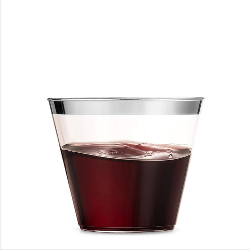 100pcs Gold-rimmed Plastic Cups 3 Colors Available Food-grade Plastic Heavy-duty Disposable Plastic Cups For Iced Coffee Cold Beverage