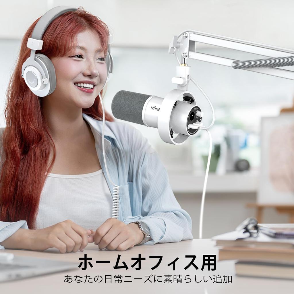 FIFINE CS1W Microphone Boom Arm, 1.5kg Weight Capacity, Desktop Microphone Stand with Adjustable Angle, Clamp-Type Fixation, Telescopic, and Foldable