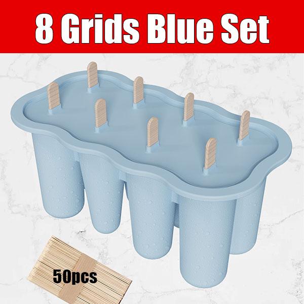 Easy Release Ice Cream Mold Set Silicone Popsicle Mold Freezer Summer Homemade Maker Ice Pop Mold Tray with Wood Popsicle Sticks