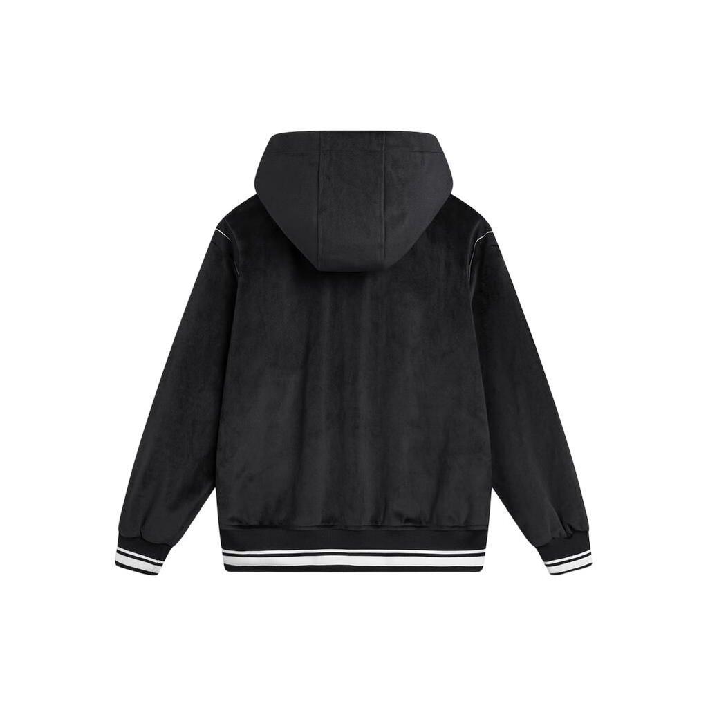 Li-Ning Color Block Striped Hooded Loose Casual Knit Jacket Women Jacket Black AFDU034-2
