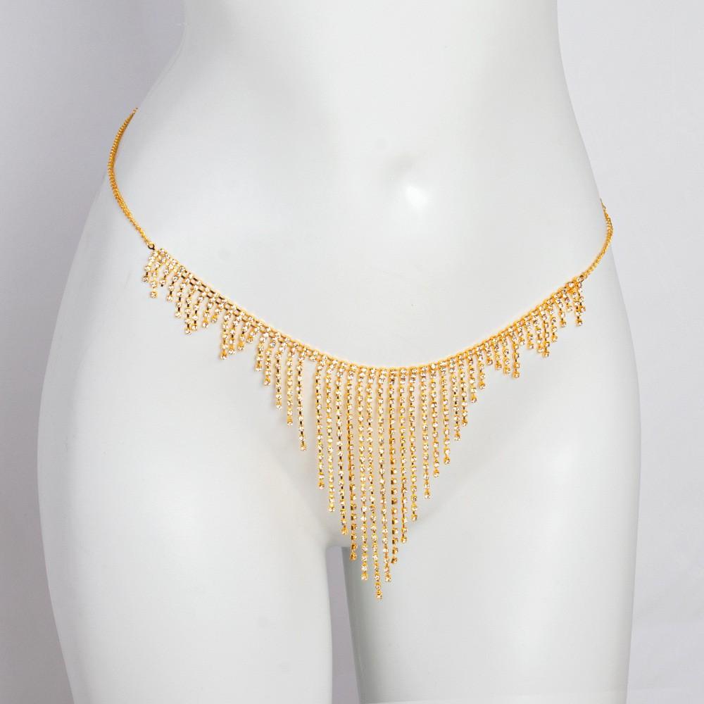 Lanț de corp cu ciucuri complet cu diamante pentru femei Lanț tanga cu strasuri Stil european Accesoriu de corp pentru club de noapte Plajă