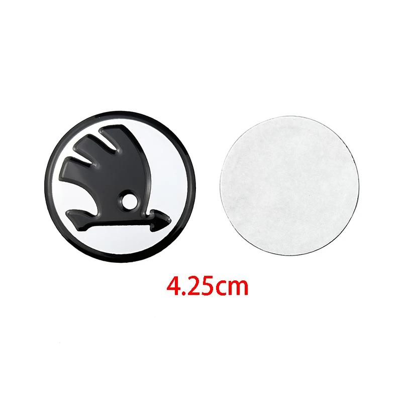 WMZW4 Aluminum Alloy 42.5mm Car Steering Wheel Center Stickers for SKODA Rapid Octavia Fabia 1 2 Karoq Kodiaq Yeti Superb Interior