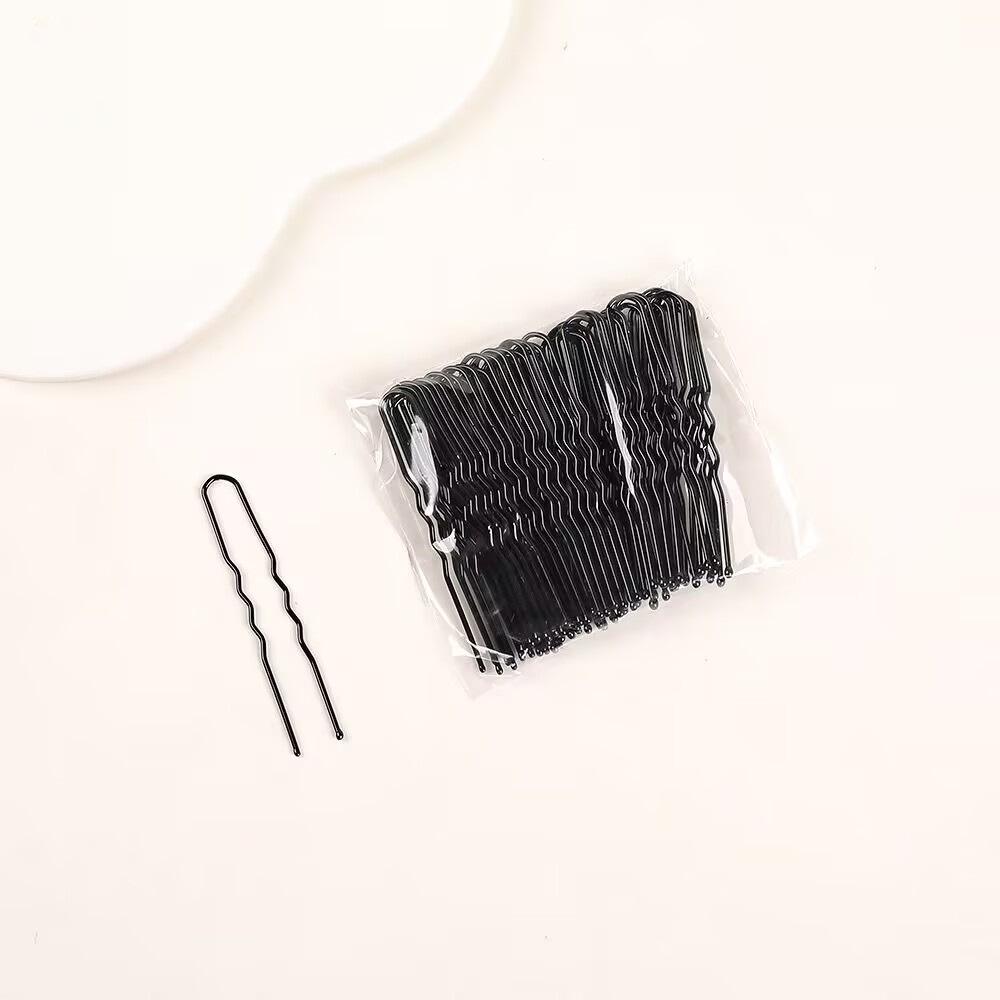Black U-Shaped Steel Hair Clip for Buns - Women's Hair Accessory