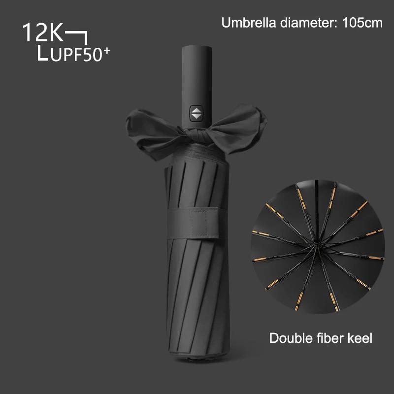 72 Bone Windproof Automatic Umbrella Reinforced Uv Protection Dual-Purpose Sunproo Anti-Storm Folding Adudt Durable Rain Gear