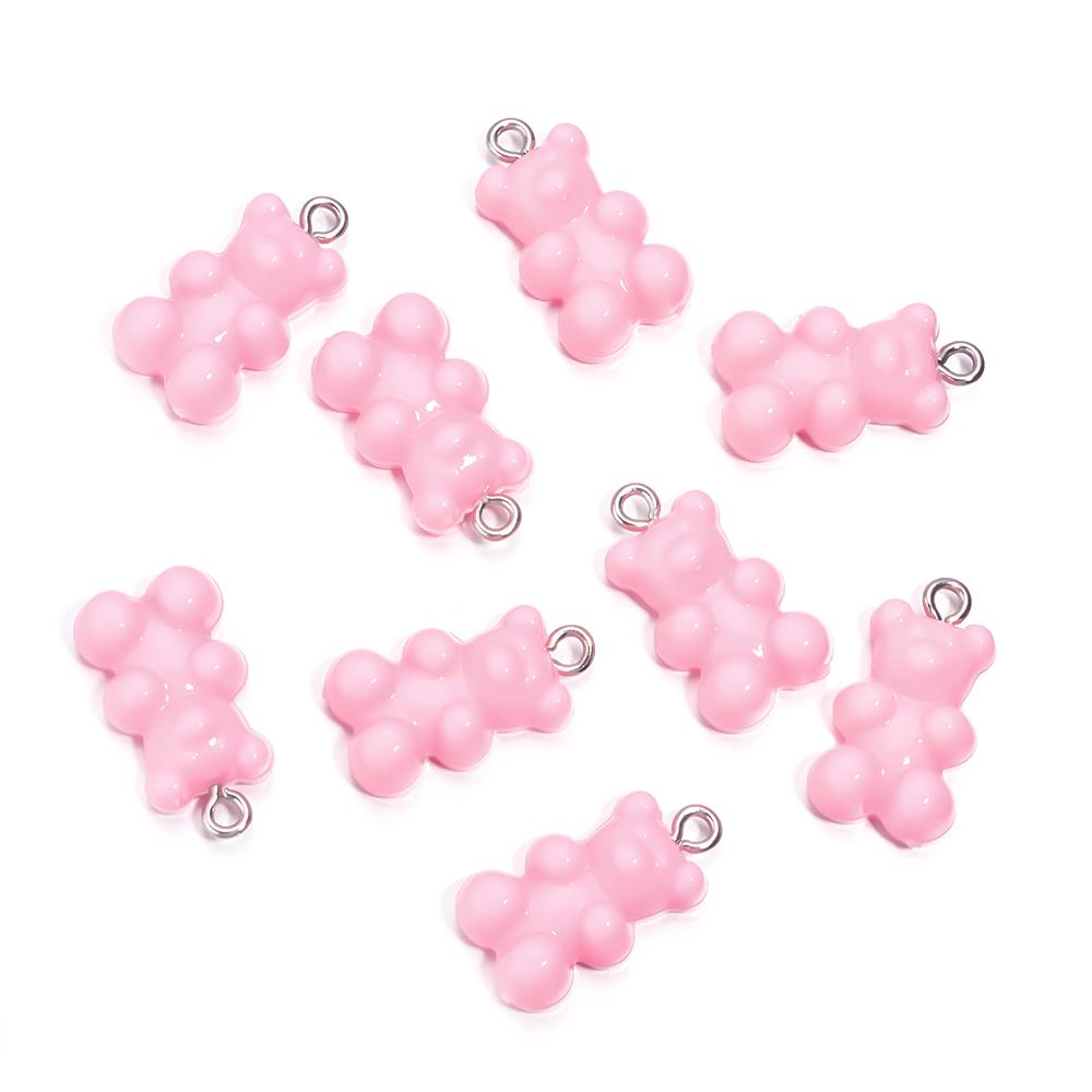 

10Pcs/Lot 22×12mm Acrylic Pendant Macaron Colored Mini Bear Pendant For Diy Cute Necklace Earrings Gift Jewelry Accessories розовый