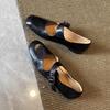 Sheepskin version~ Retro literary and artistic style with shallow mouth small single shoes women's simple leather comfortable flat Mary Jane shoes