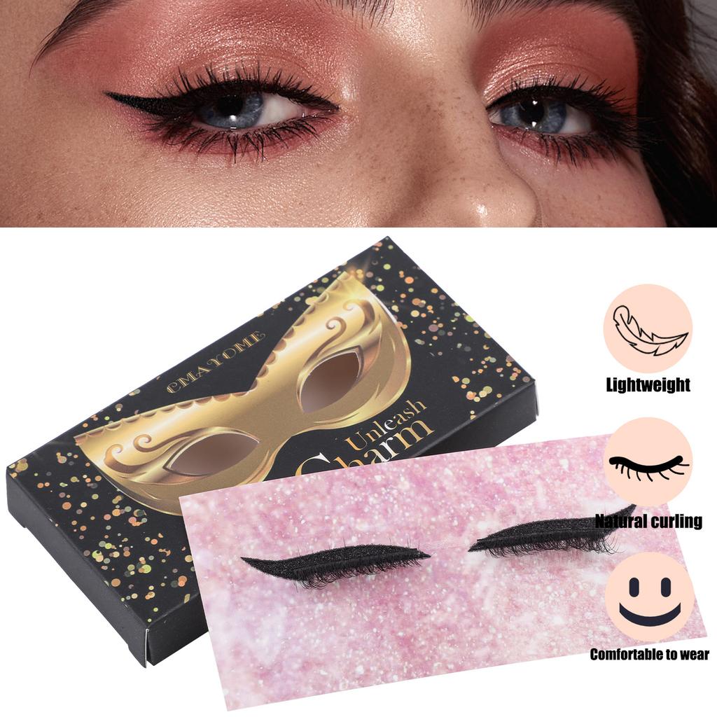 1 Pair Of Self-Adhesive Color Eyeshadow False Eyelashes, Holiday Style, Natural Thick Curled Eyelashes