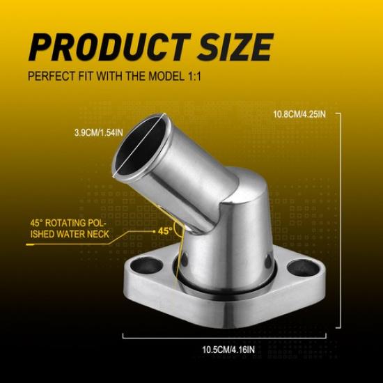 SBC BBC Polished Aluminum Swivel 45° Water Neck For SB BB Chevy 327 350 454