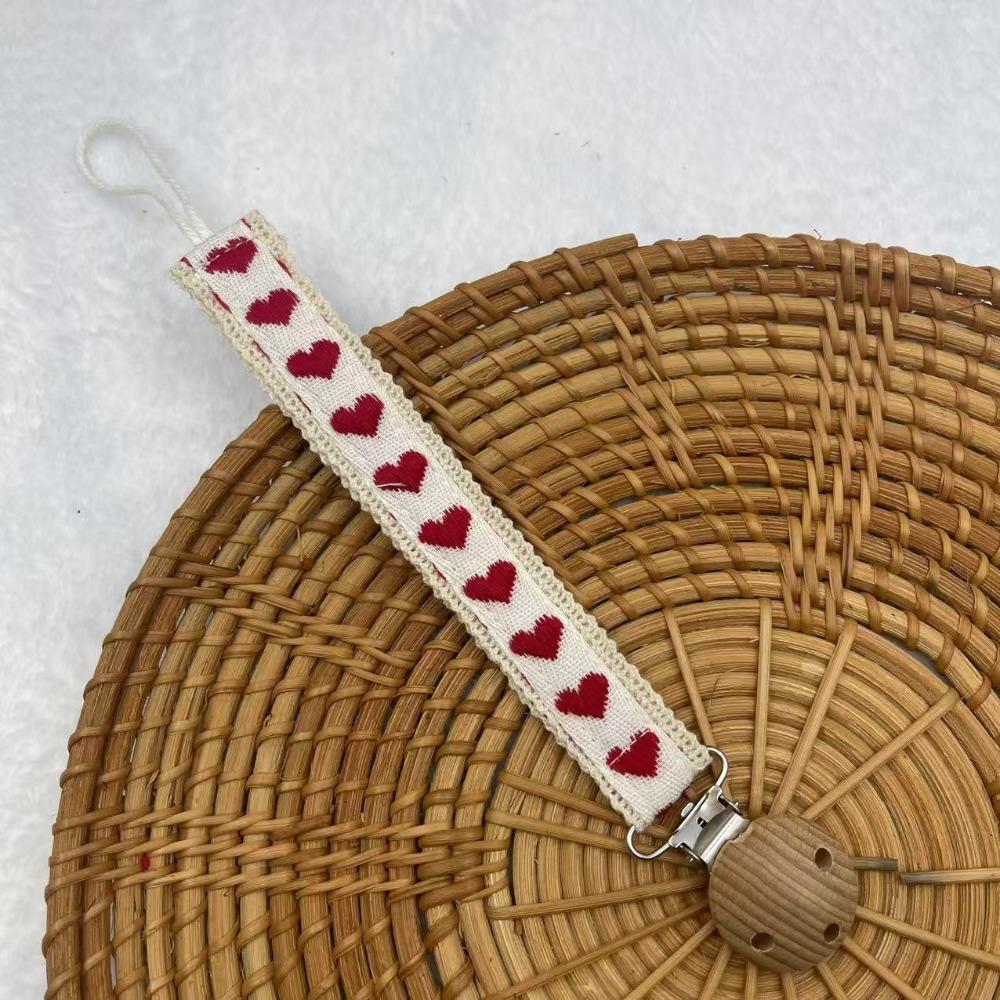 

Wooden Dummy Nipple Holder Cute Flower Print Teether Pendant New Baby Pacifier Chain Baby Use B