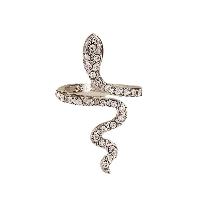 Serpentine Zircon Open Ring, Adjustable Fashion Trendy Ring for Women Daily Wear