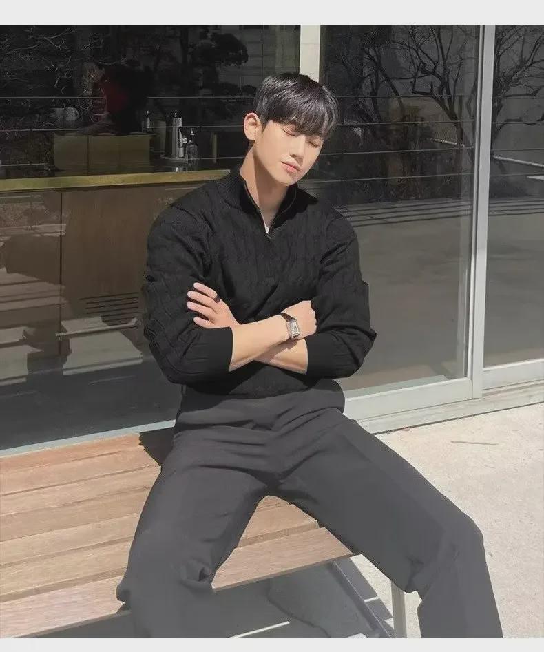 2023 Men's Trendy High Collar Zipper Pullover Sweater - Korean Style Winter Loose Fit