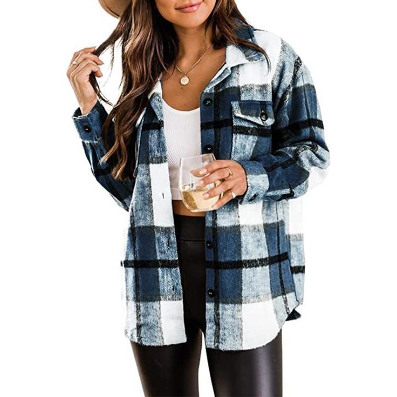 IHUASU Women's Vintage Casual Autumn Winter Long Sleeve POLO Neck Jackets & Coats International design