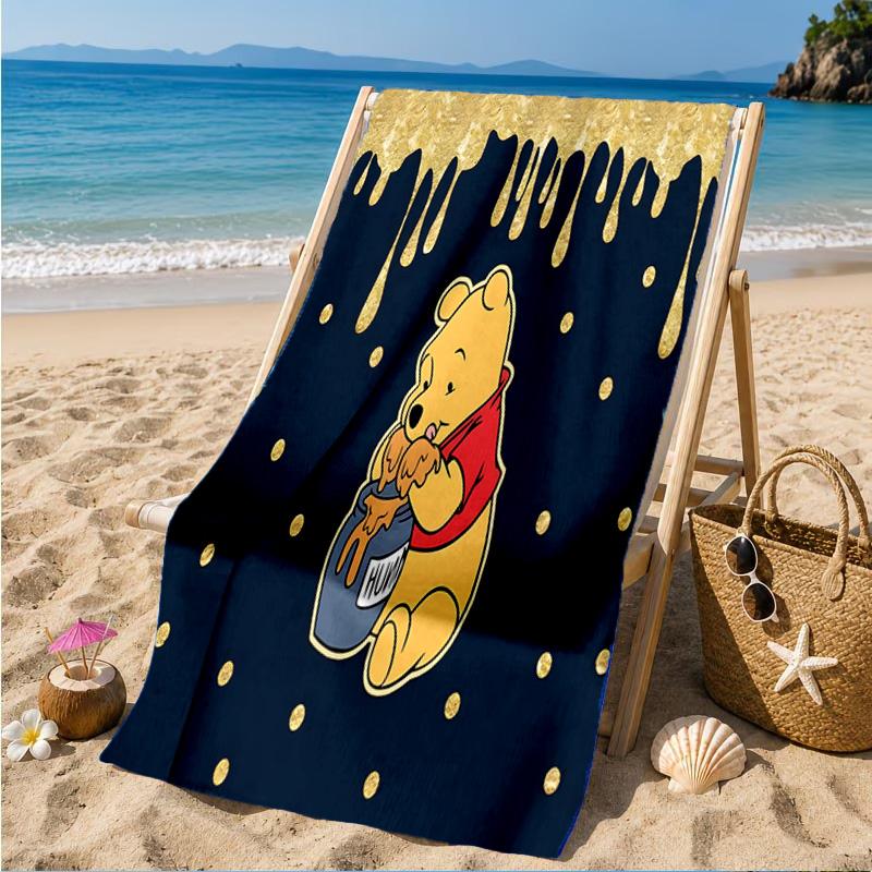 Yellow Bear Artwork Printed Microfiber Beach Towel, Soft And Absorbent, Quick-Dry, Ideal for Summer Travel, Beach Essential, Swimming Pool