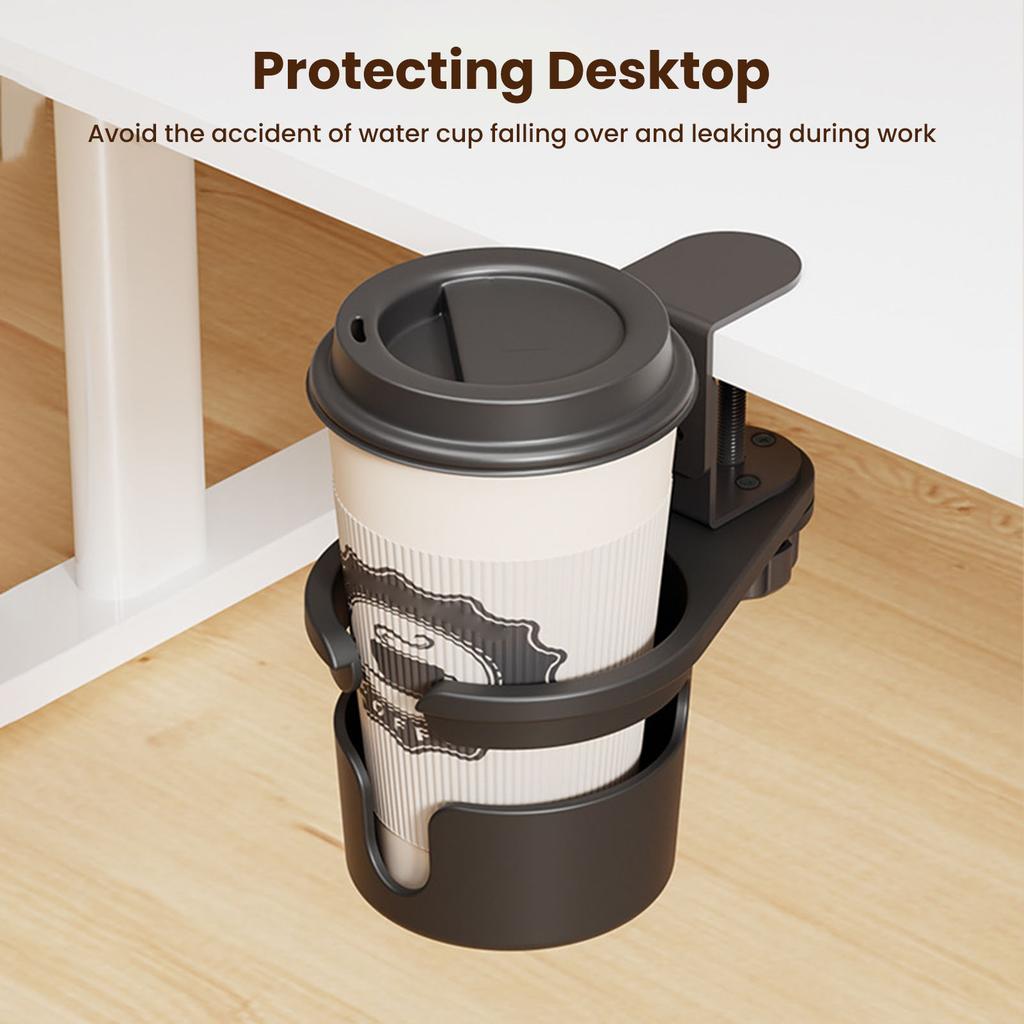 Desk Cup Holder Rotating Clip On Bottle Organizer Storage Rack for Coffee Drink Mugs Water Bottles