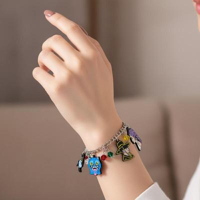 Cartoon Anime K-Pop Demon Hunters Saja Boy Metal Enamel Pendant Bracelet Jewelry Accessories Fashion Fan Party Gift For Friends