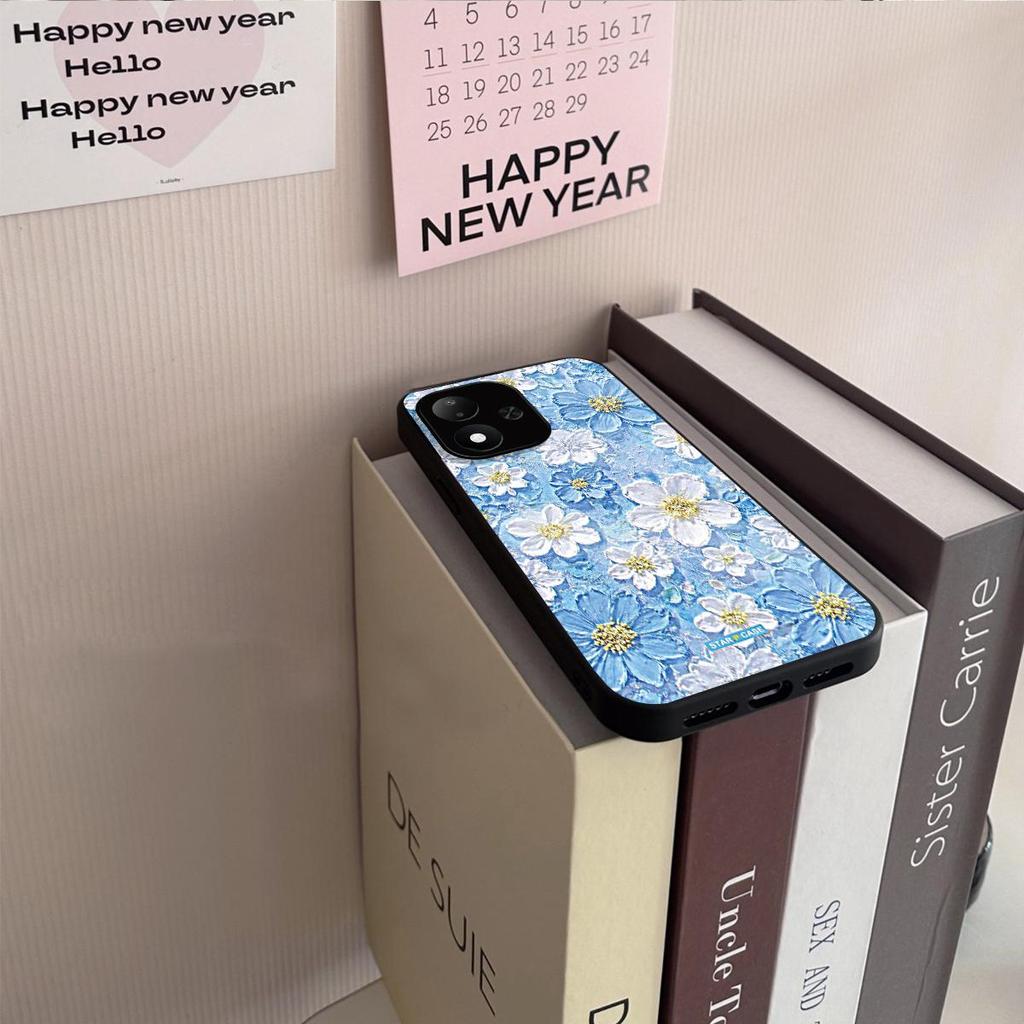 Acrylic Hard Back Shell for Xiaomi Redmi Note 17 5G 4G Vintage 3D Texture Flower Print Phone Case