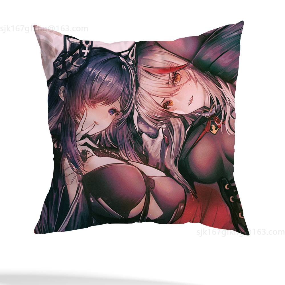 A-Atago Azur Lane Kissenbezug Quadratisch Beidseitig bedruckt Kurzplüsch Sofakissenbezug Schlafzimmer Nachttischkissen