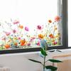 Handbemalte Blumen und Blätter Fensteraufkleber Künstlerische Glasfenster- und Türfolien für Wohnzimmer Heimdekoration