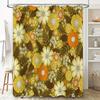 Floral Shower Curtain Botanical Print Waterproof Bathroom Decor Vintage Flower Pattern Washable Fabric Backdrop