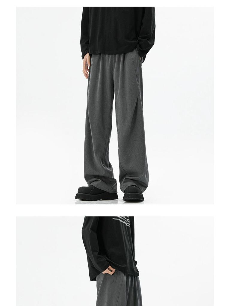 Unisex Dark Grey Paratrooper Pants - Spring/Autumn Loose Fit, Pleated, Wide-Leg Trend