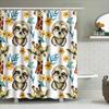 Animal Print Shower Curtain Kids Bathroom Decor Cartoon Giraffe Sloth Blue Yellow Flower Pattern Waterproof Bath Mat Set With Ri