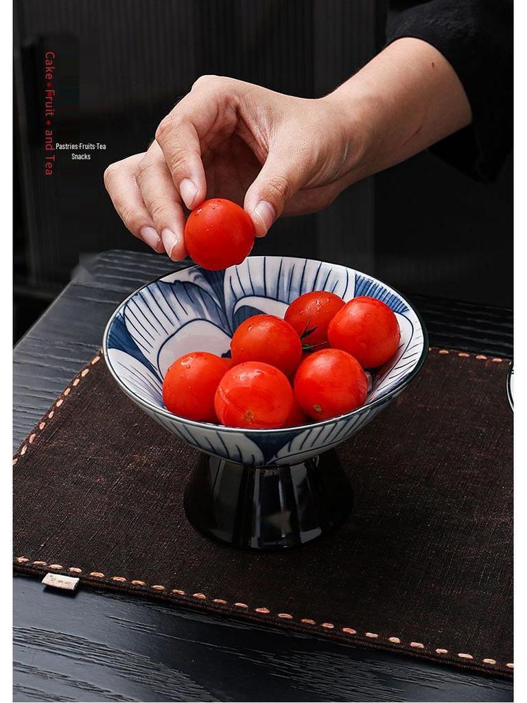 Elegante Retro Keramik Kuchen- und Obstschale auf hohem Fuß