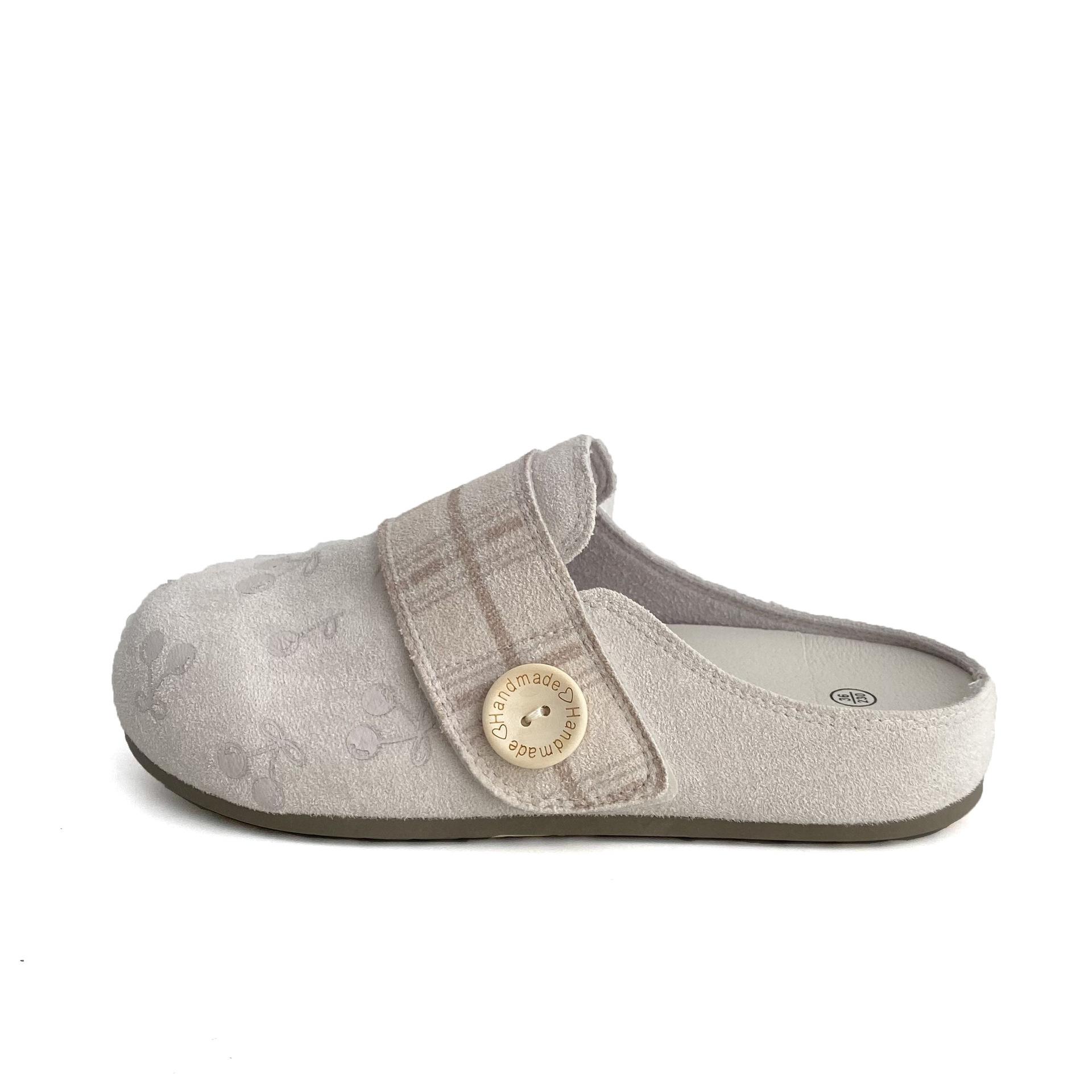 

Thick-soled cherry print female summer lazy bag head half slippers wearing belt buckle shoes 35 хакі