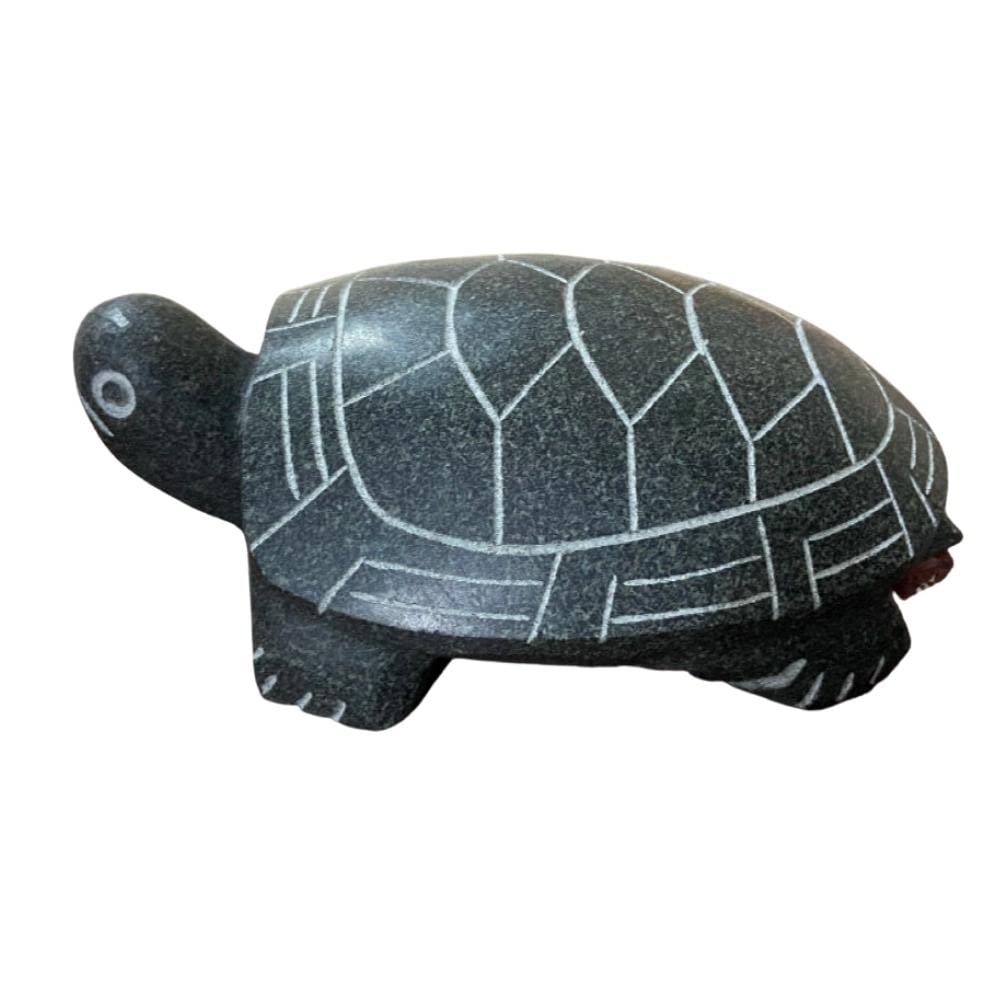 Small Turtle Stone Figurine for Auspicious Small Outdoor Japanese Animal [S.T.S.G] Hand-Carved Gardening, Charm, Gift, Amulet, Healing, Object, Style,