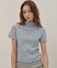 Kamino Striped Half-Neck Shirred Knit Blue