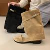 Small Inner Height Increase 5cm Slope Heel Women's Cool Boots 2025 New Summer Breathable Open-toed Sandals Lock Trouser Boots