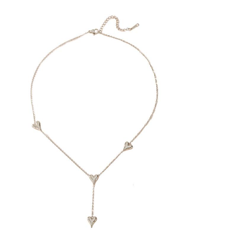 Meier Su necklace women's niche design heart bracelet titanium steel jewelry set
