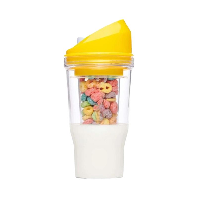Cereal Milk Separators Cup For Outdoor Travel Breakfast Container With Double Compartments Leakproof Oatmeal Cup