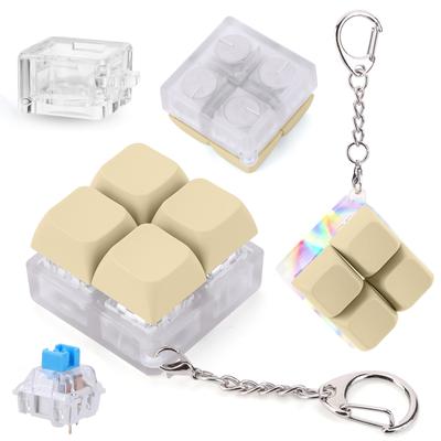 4 mygtukų klaviatūros fidget raktų pakabukas dekompresijos žaislai su LED šviesa fidget raktų pakabukas šviečiantis mechaninės klaviatūros fidget raktų pakabukas